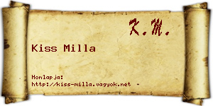 Kiss Milla névjegykártya