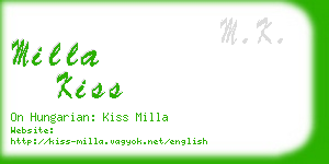 milla kiss business card